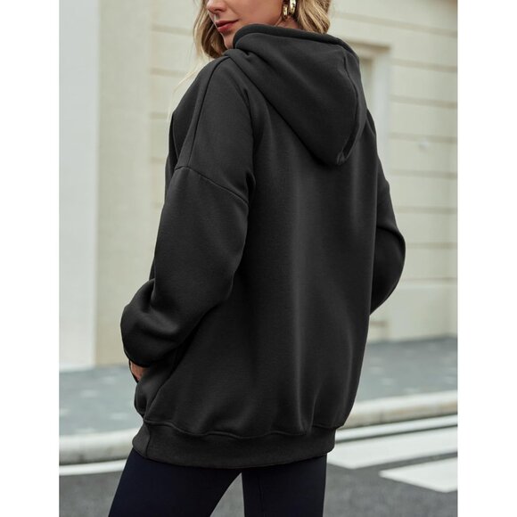 🆕 Women Black Pullover Sweatshirts Long Sleeve Fall Winter Coat Fleece Hoodies - Picture 3 of 6